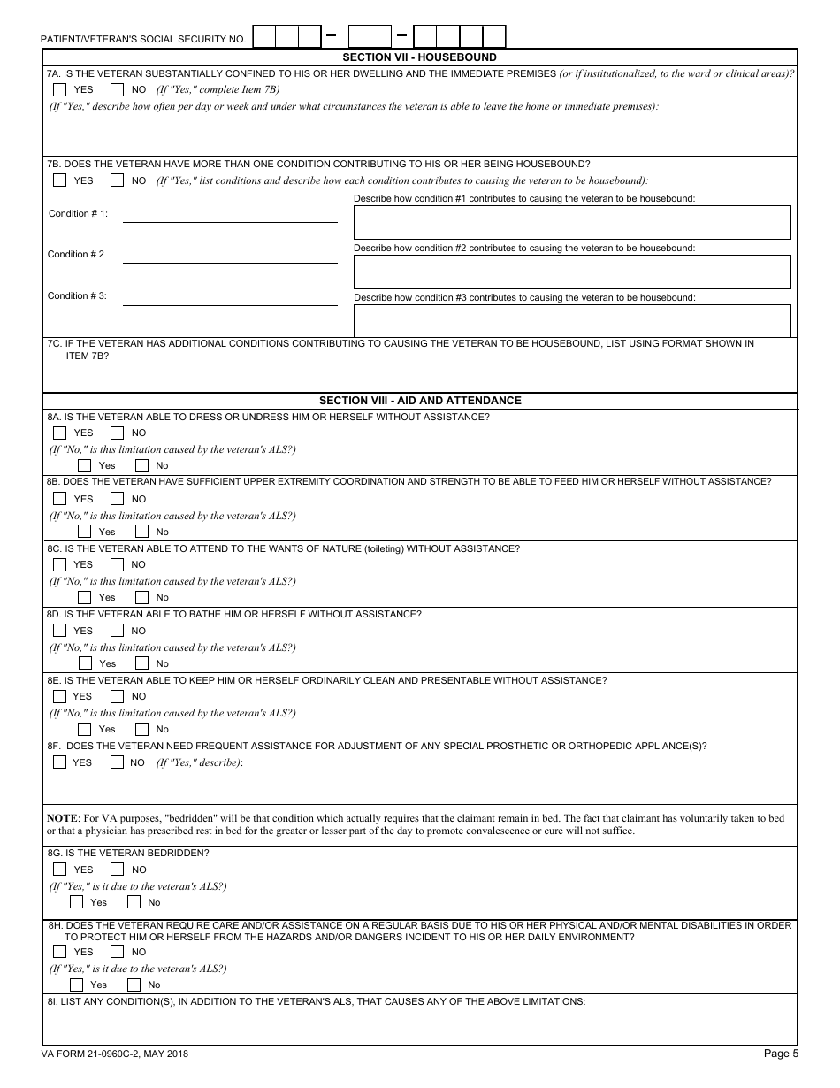 VA Form 21-0960C-2 - Fill Out, Sign Online and Download Fillable PDF ...