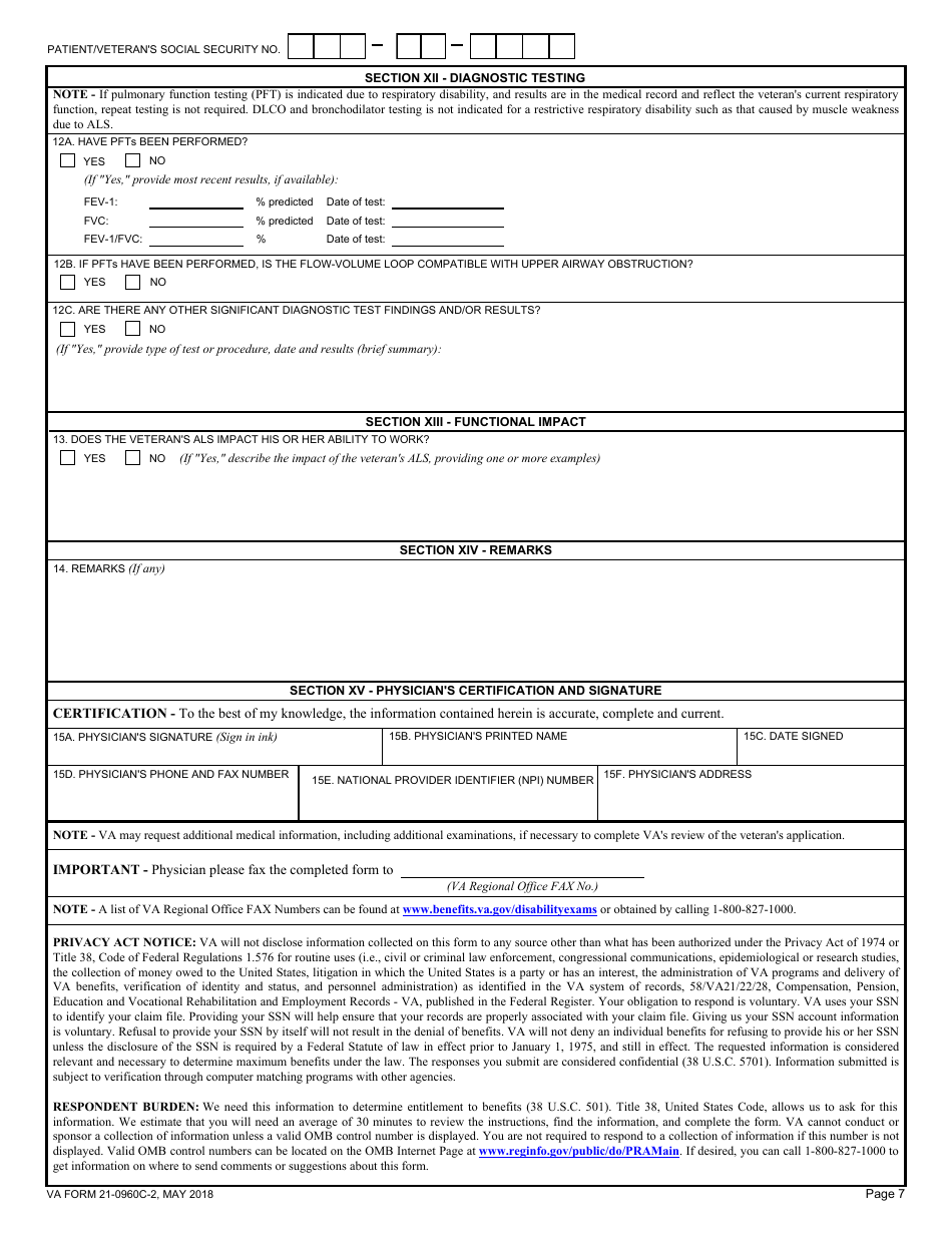 VA Form 21-0960C-2 - Fill Out, Sign Online and Download Fillable PDF ...