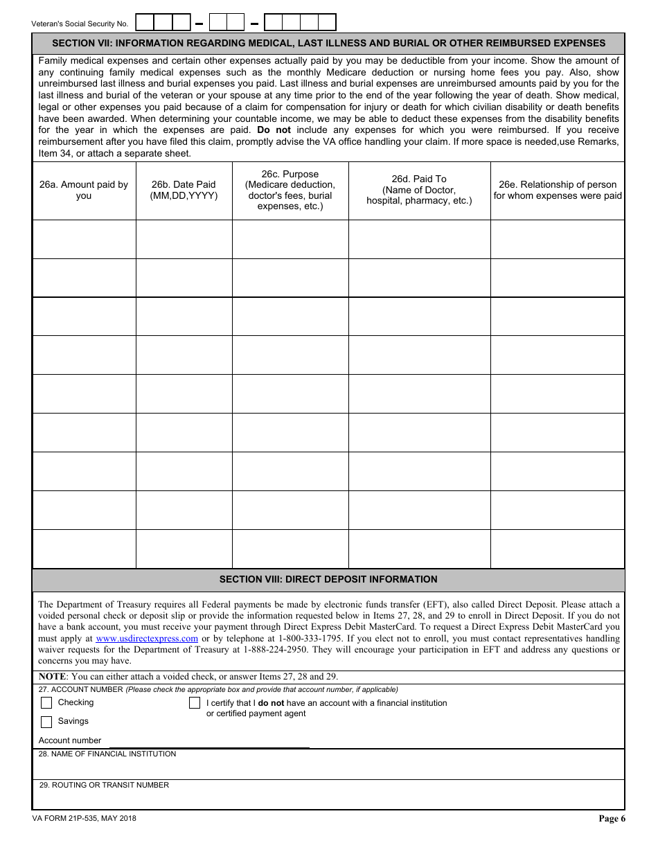 VA Form 21P-535 Download Fillable PDF or Fill Online Application for ...