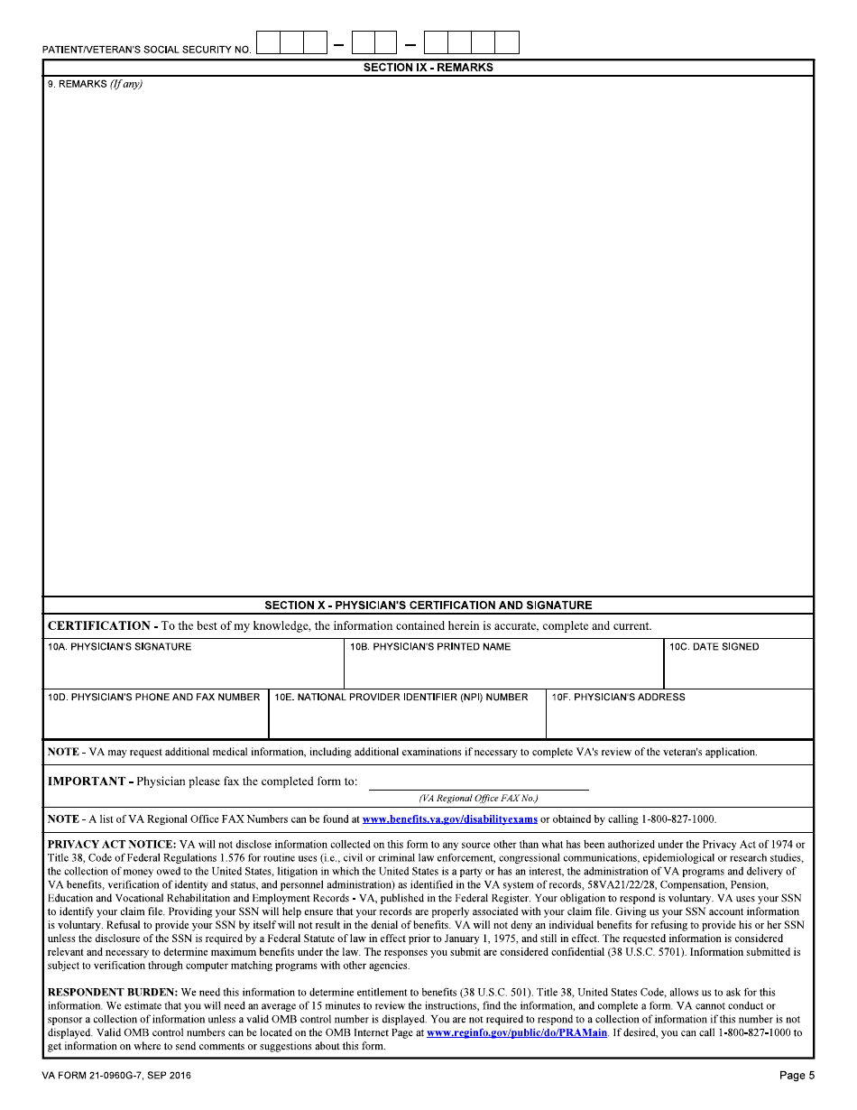 VA Form 21-0960G-7 - Fill Out, Sign Online and Download Fillable PDF ...