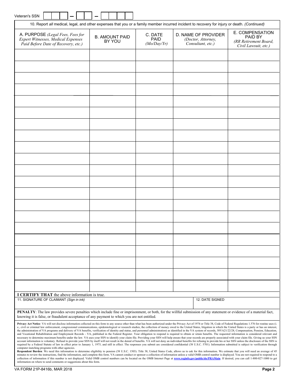 Va Form 21p 8416b Fill Out Sign Online And Download Fillable Pdf Templateroller 2697
