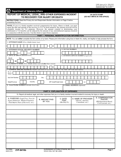VA Form 21P-8416B  Printable Pdf
