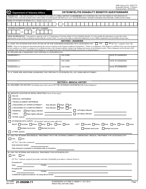 VA Form 21-0960M-11  Printable Pdf