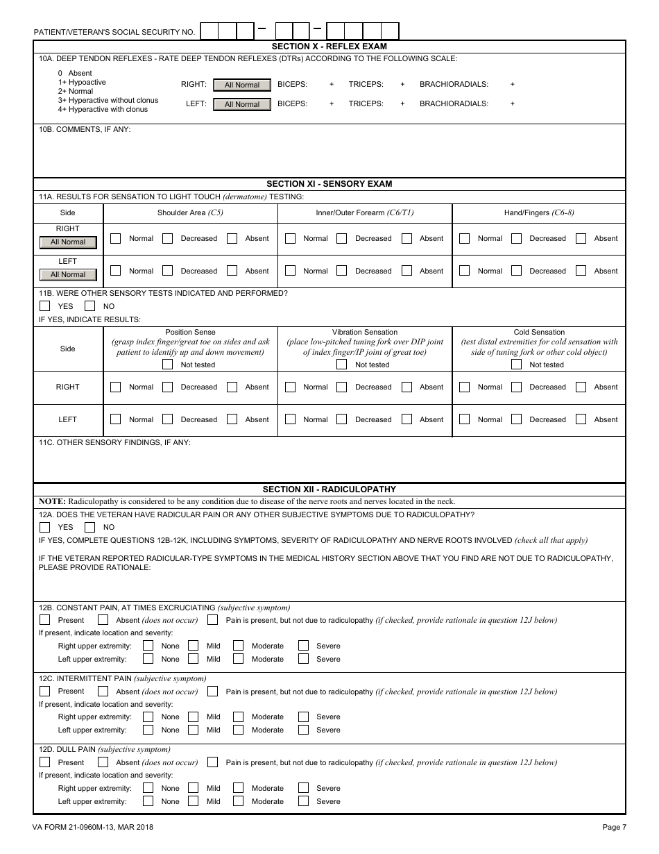 Va Form 21 0960m 13 Fill Out Sign Online And Download Fillable Pdf Templateroller 3364