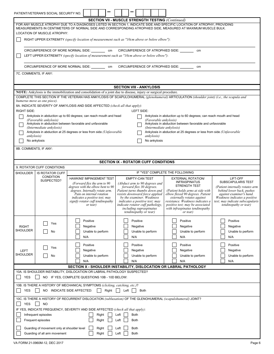 VA Form 21-0960M-12 - Fill Out, Sign Online and Download Fillable PDF ...