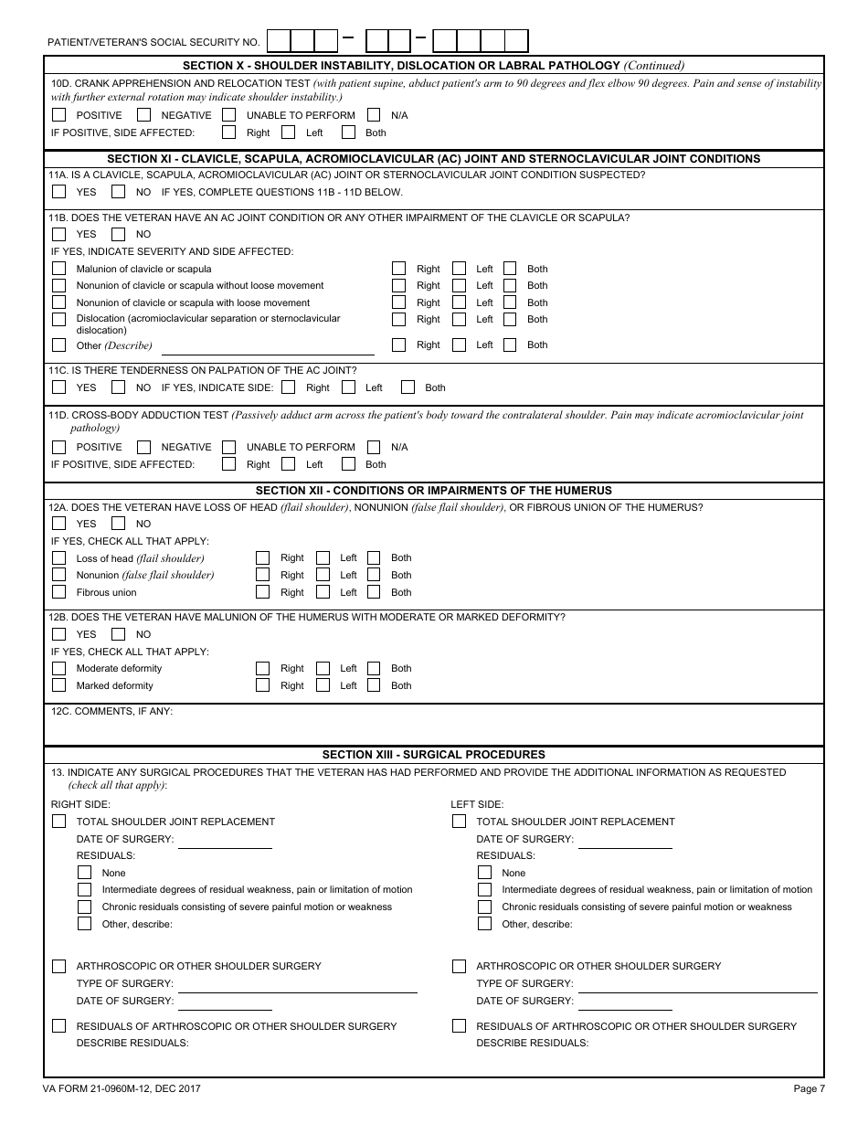 VA Form 21-0960M-12 - Fill Out, Sign Online and Download Fillable PDF ...