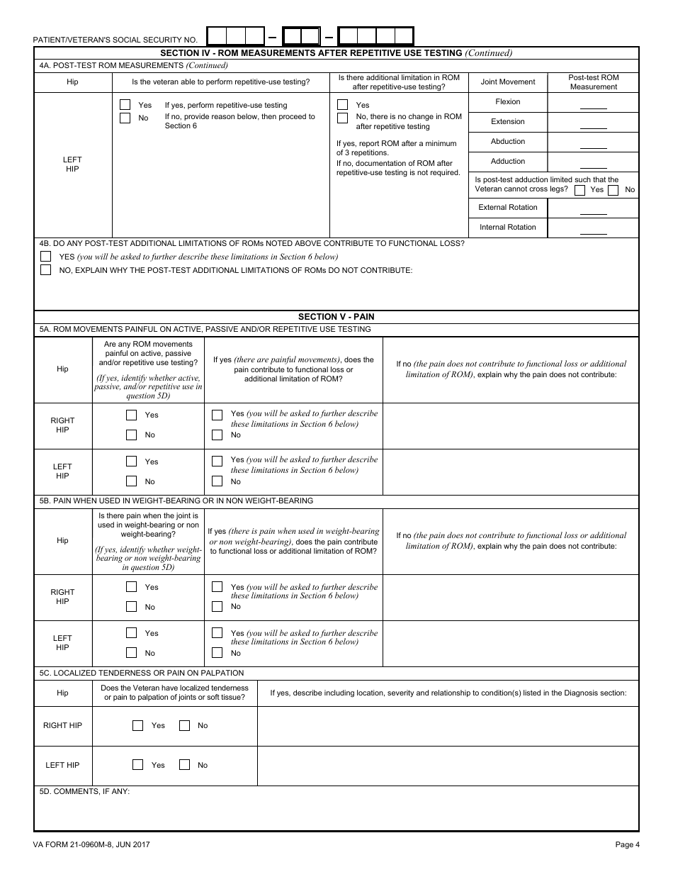 Va Form 21-0960m-8 - Fill Out, Sign Online And Download Fillable Pdf 