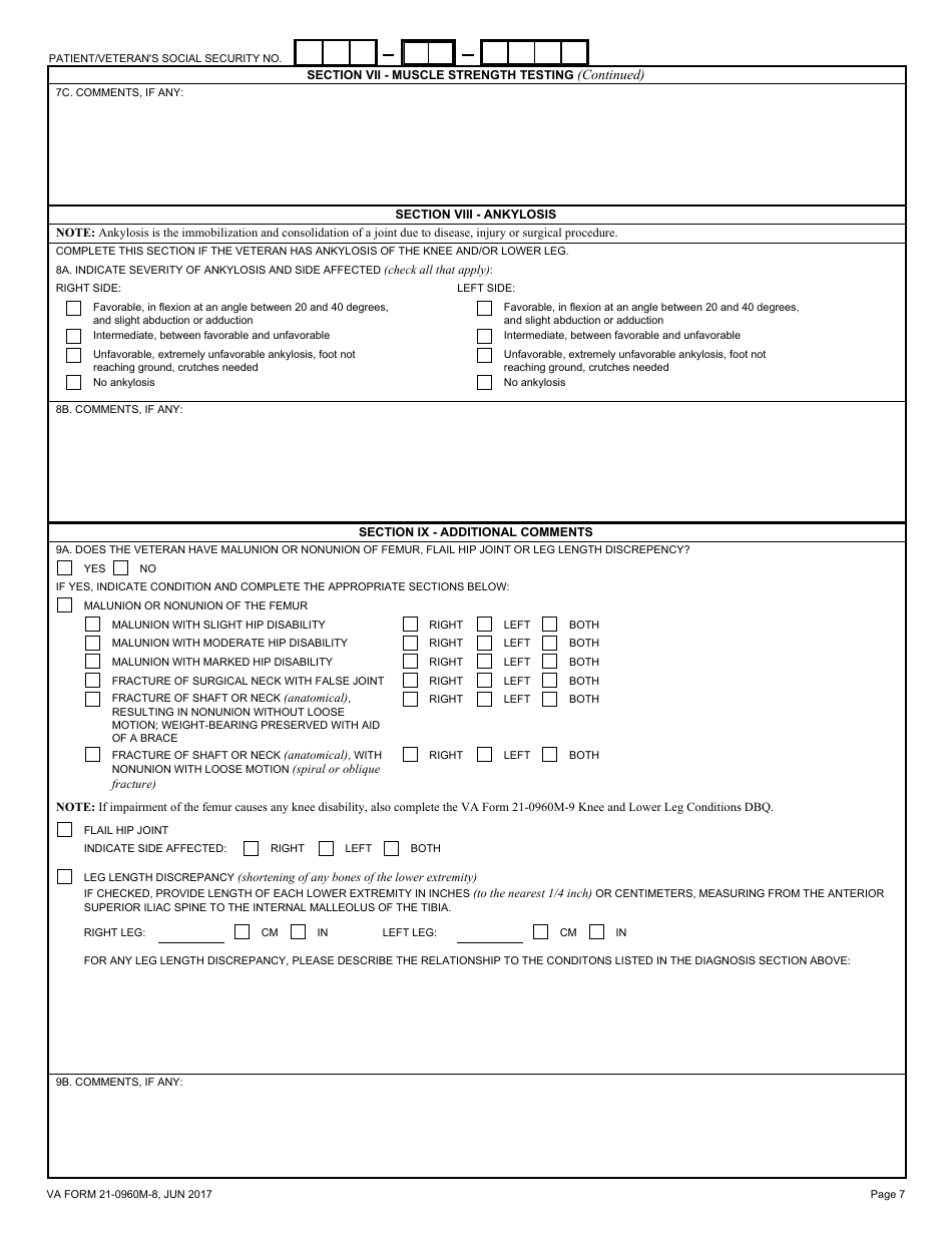 VA Form 21-0960M-8 Hip and Thigh Conditions Disability Benefits Questionnaire, Page 7