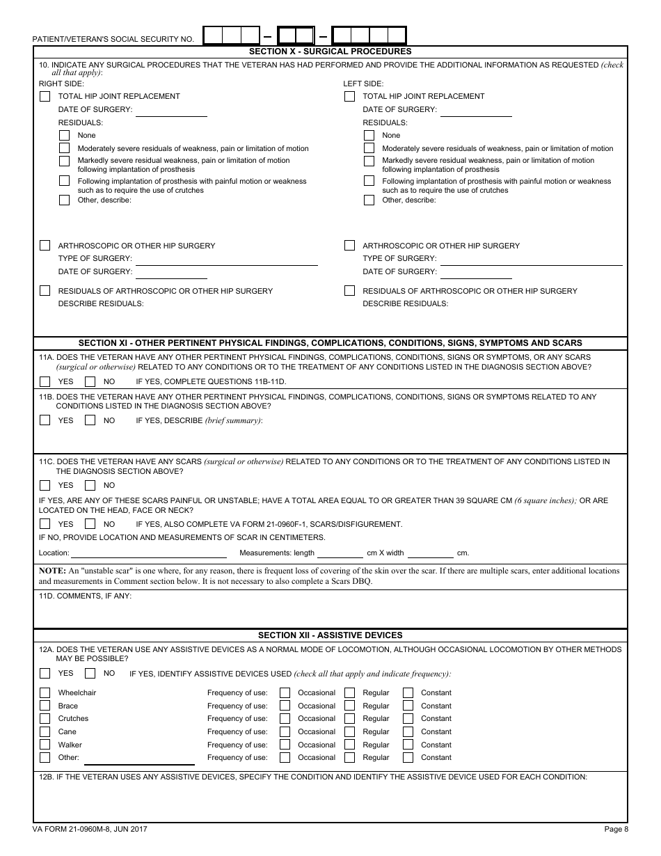 VA Form 21-0960M-8 Hip and Thigh Conditions Disability Benefits Questionnaire, Page 8