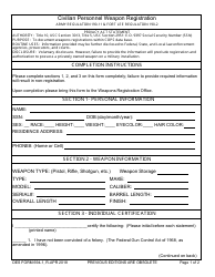 Document preview: DES Form 694-1 Civilian Personnel Weapon Registration