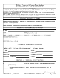 DES Form 694-1 Civilian Personnel Weapon Registration