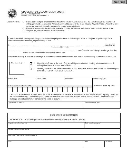 State Form 43230  Printable Pdf
