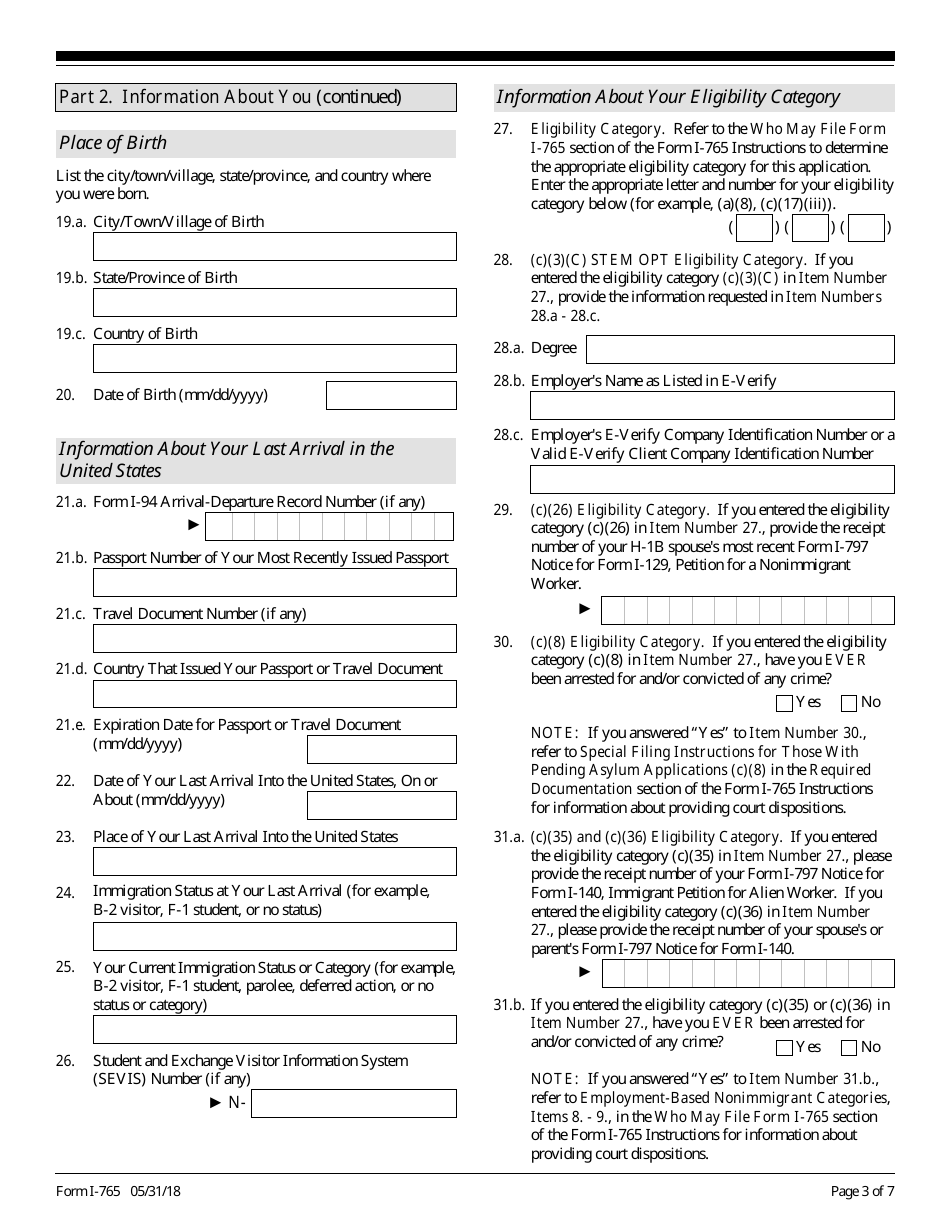 Uscis Form I 765 Fill Out Sign Online And Download Fillable Pdf Templateroller 5229