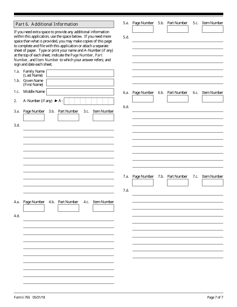 USCIS Form I-765 Application for Employment Authorization, Page 7