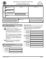 Document preview: USCIS Form I-765 Application for Employment Authorization