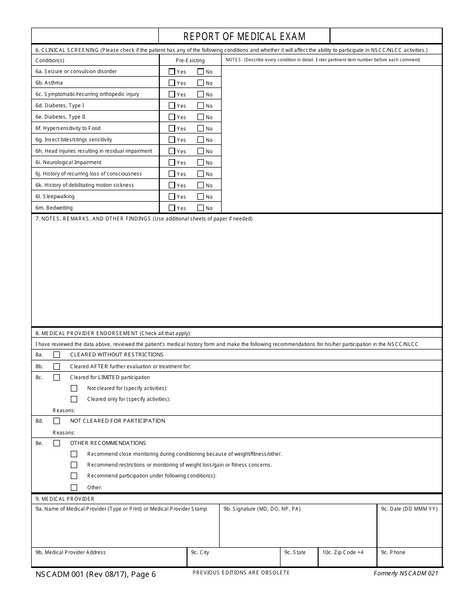 NSCADM Form 001 - Fill Out, Sign Online and Download Printable PDF ...