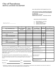 Document preview: Rental License Tax Report - City of Tuscaloosa, Alabama