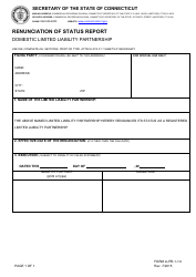 Form LLPR-1-1.0 &quot;Renunciation of Status Report - Domestic Limited Liability Partnership&quot; - Connecticut