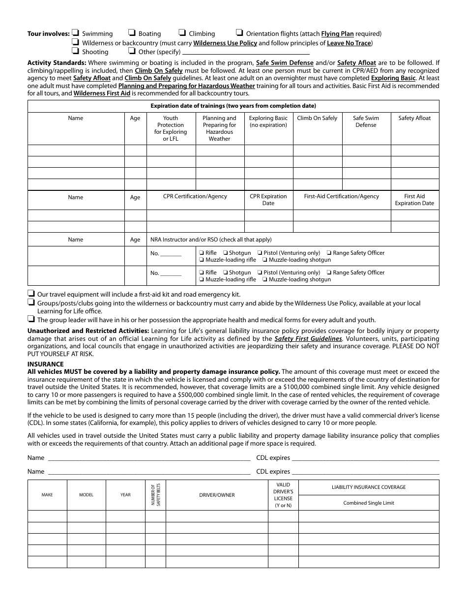 Tour and Activity Plan - Boy Scouts of America, Page 2