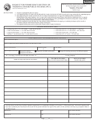 State Form 30505 Request for Permission to Destroy or Transfer Certain Public Records (Pr-1) - Indiana