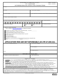 Form CG-7042 &quot;Authorization for Credit Card Transactions&quot;