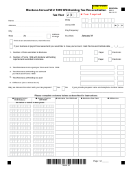 Form MW-3 Montana Annual W-2 1099 Withholding Tax Reconciliation - Montana, Page 2