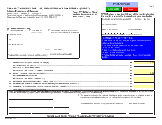 Form ADOR11263 Transaction Privilege, Use, and Severance Tax Return - (Tpt-Ez) - Arizona