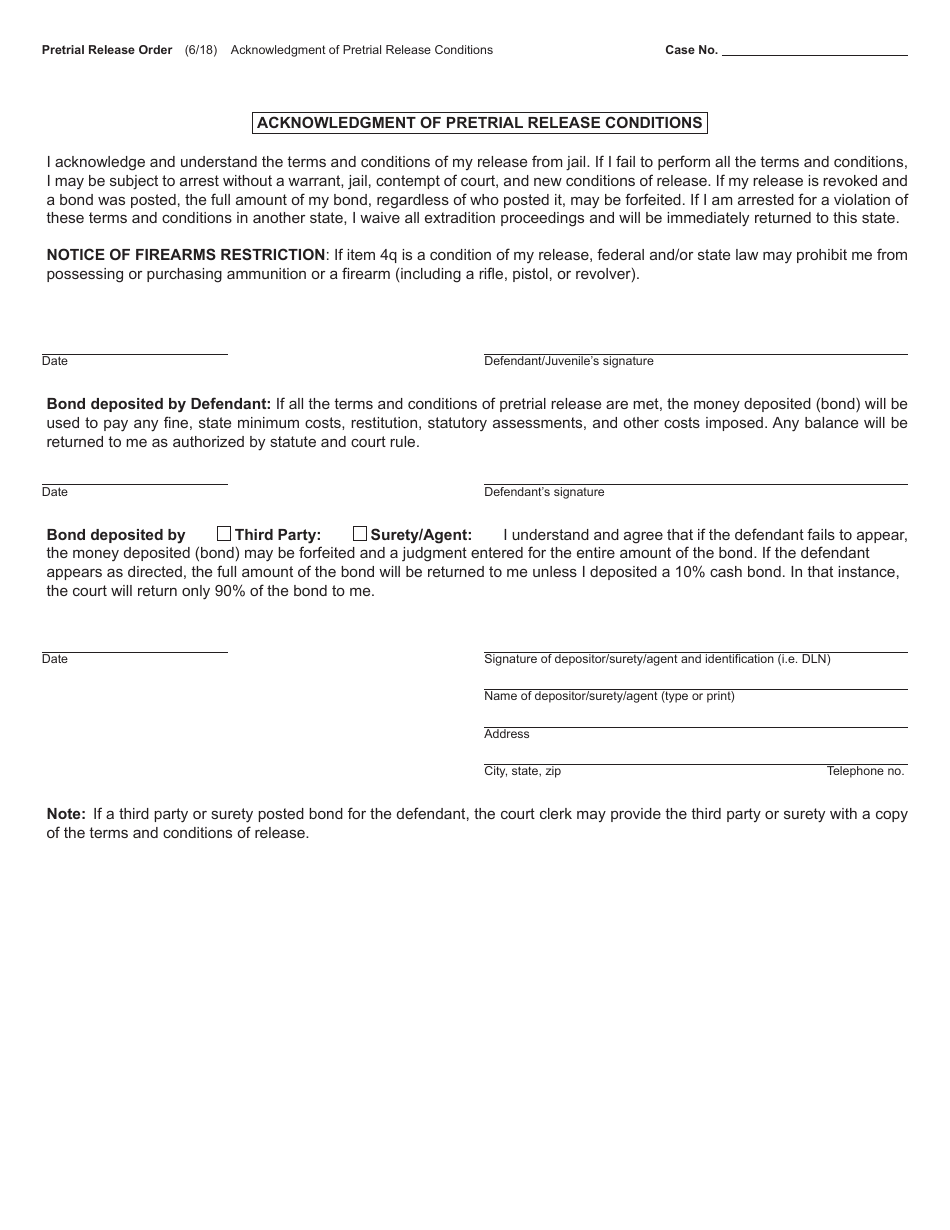 Form MC240 Pretrial Release Order - Michigan, Page 3