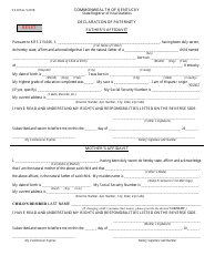 Form VS-8 Declaration of Paternity - Kentucky