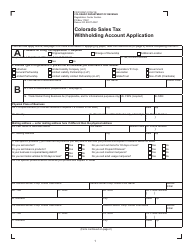 Form CR0100AP Colorado Sales Tax Withholding Account Application - Colorado