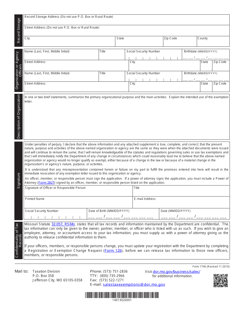 Form 1746 Fill Out Sign Online And Download Fillable Pdf Missouri