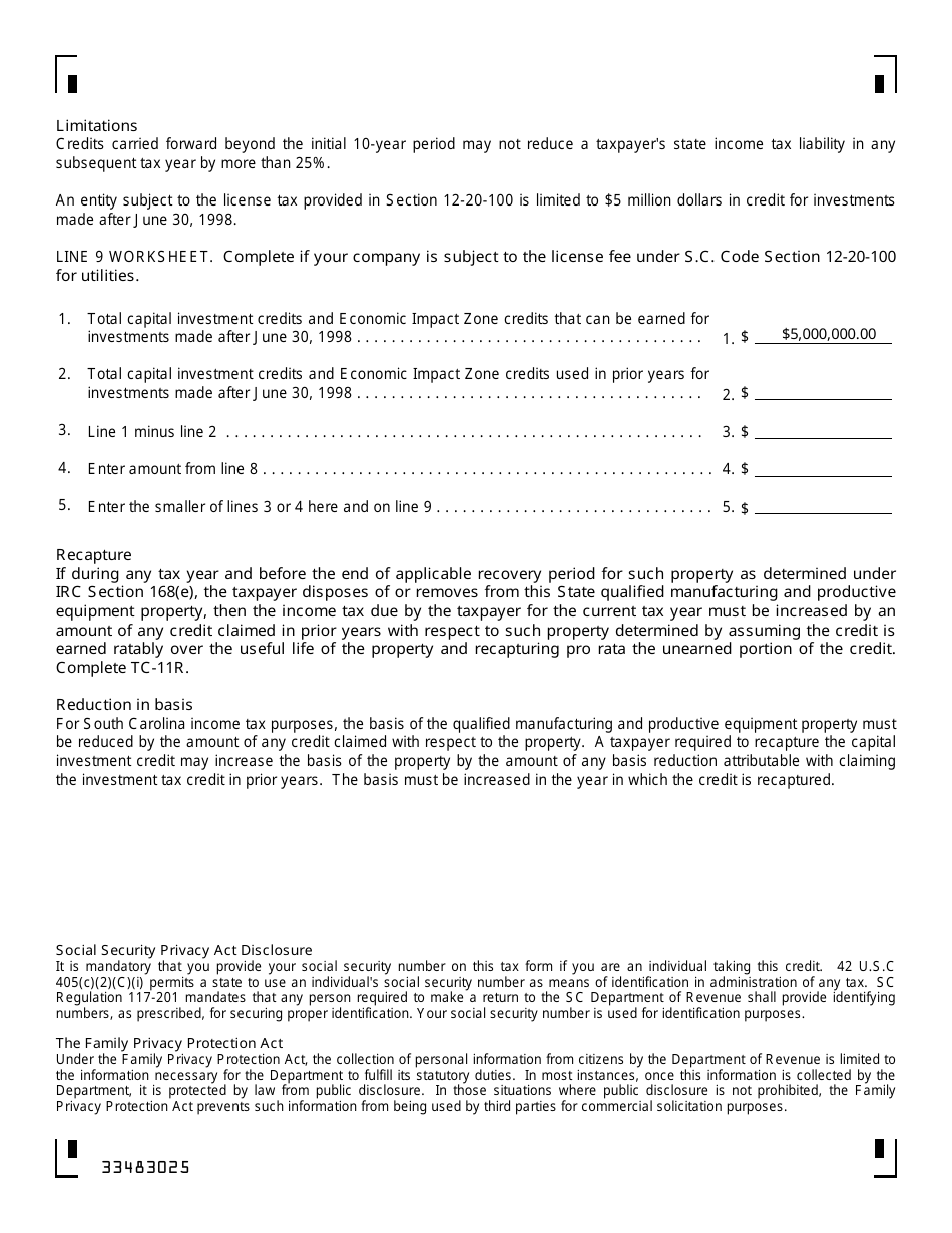 Form SC SCH.TC-11 Schedule TC 11 - Fill Out, Sign Online and Download ...