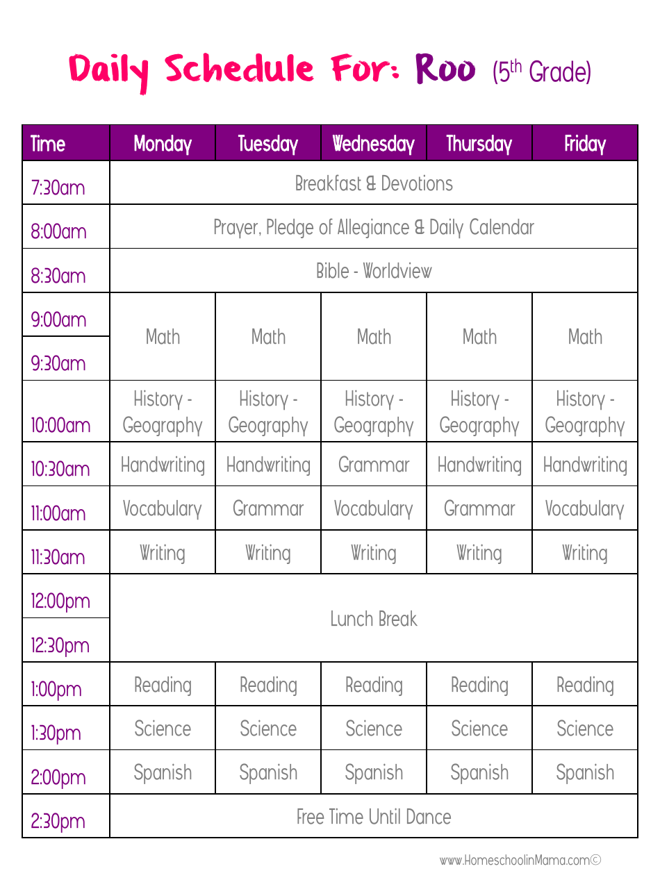 Homeschooling Daily Schedule Template - A Printable Guide to Structuring your Homeschool Day