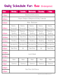 Homeschooling Daily Schedule Templates, Page 2
