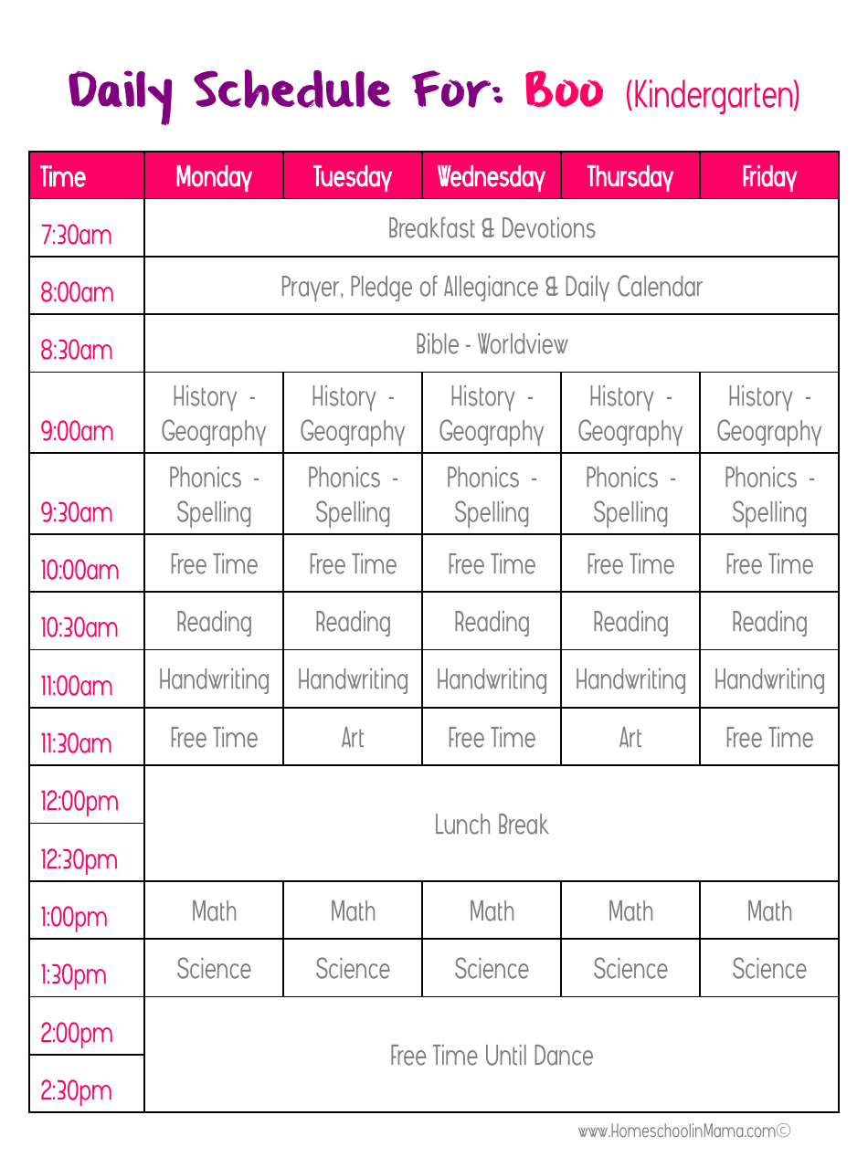 Homeschooling Daily Schedule Templates Download Printable PDF ...