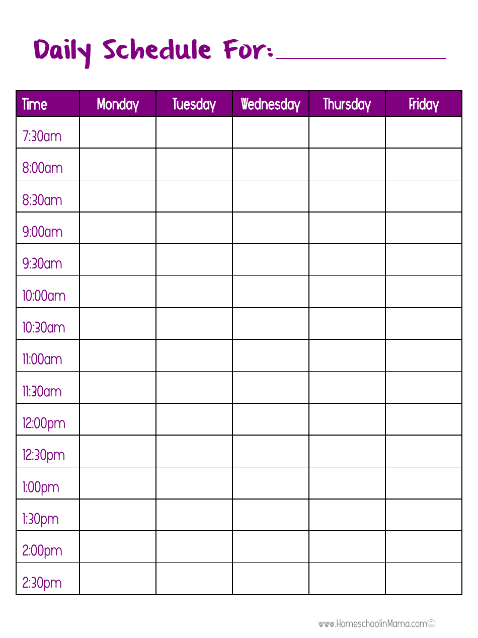 Homeschooling Daily Schedule Templates Download Printable Pdf 