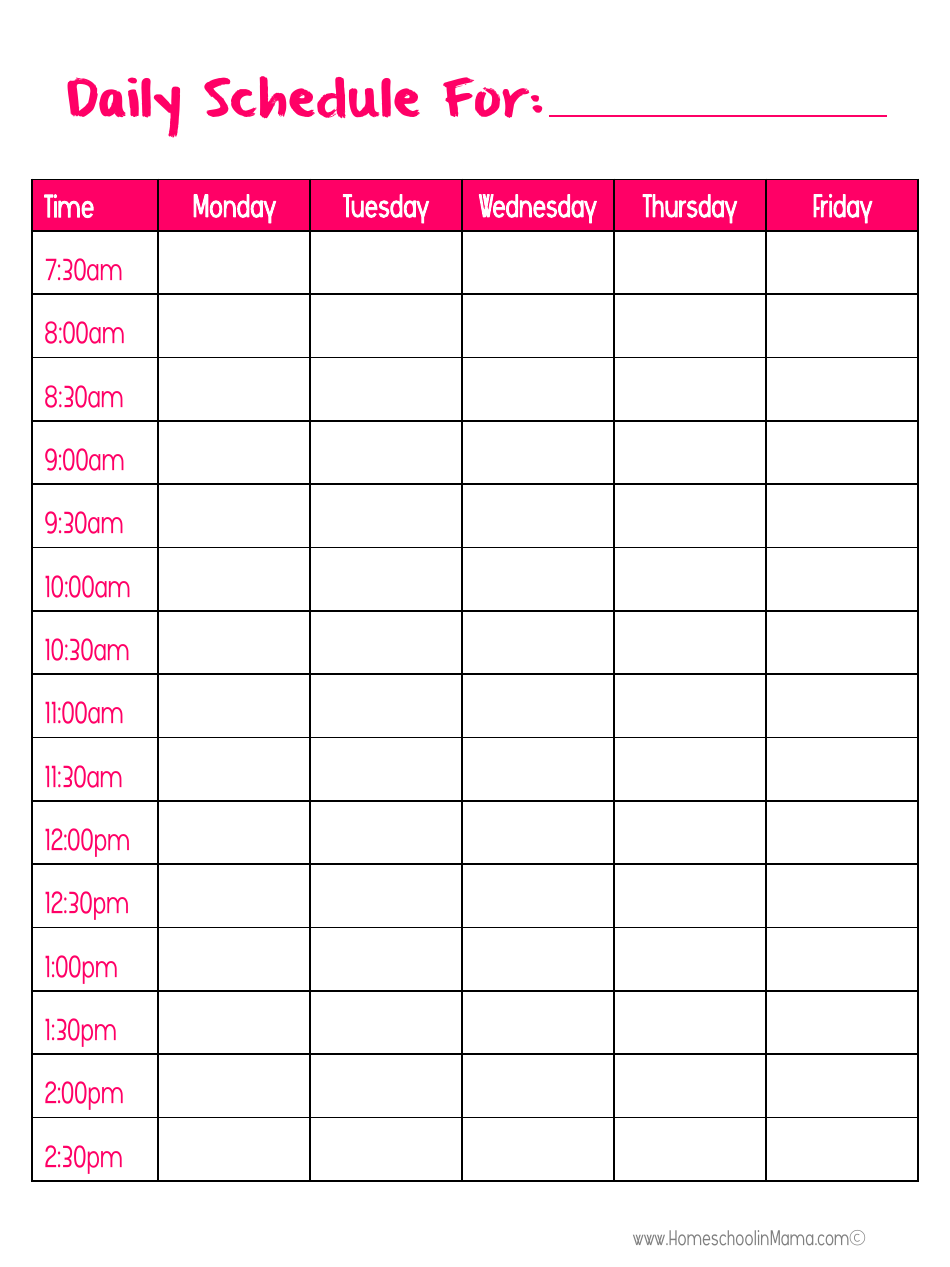 Homeschooling Daily Schedule Templates Download Printable PDF ...