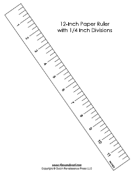 Document preview: 12-inch Paper Ruler Template With 1/4 Inch Divisions