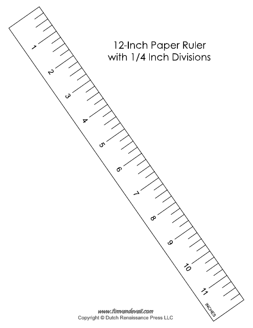 12-inch Paper Ruler Template With 1/4 Inch Divisions