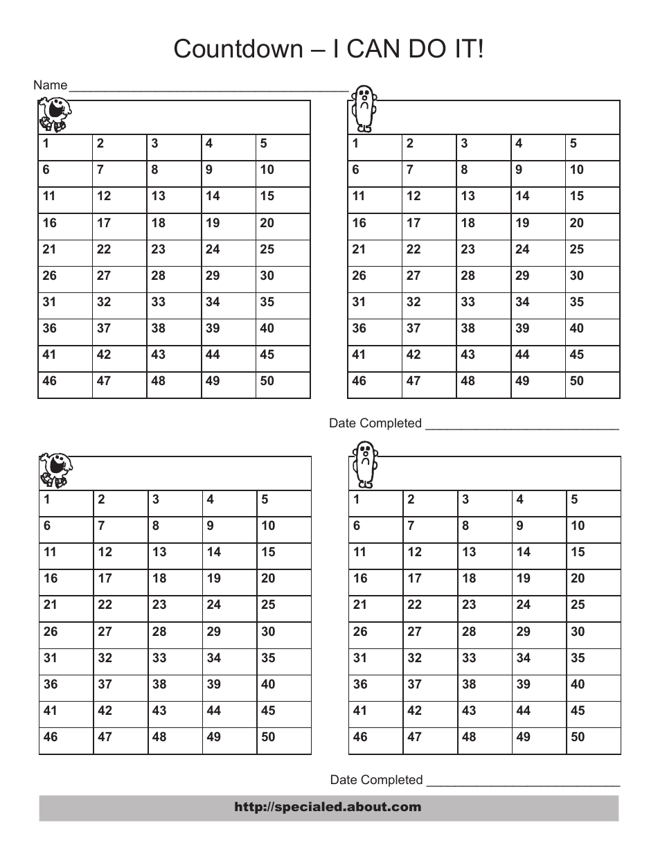 Daily Countdown Chart Download Printable PDF Templateroller