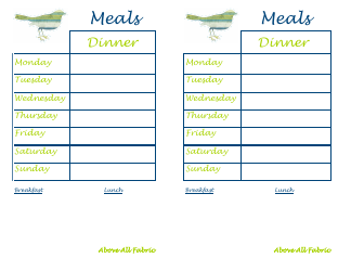 &quot;Dinner Schedule Template - Above All Fabric&quot;