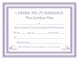 Document preview: Marriage Certificate Template - Violet