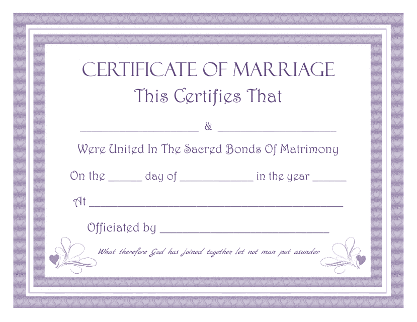 Marriage Certificate Template - Violet