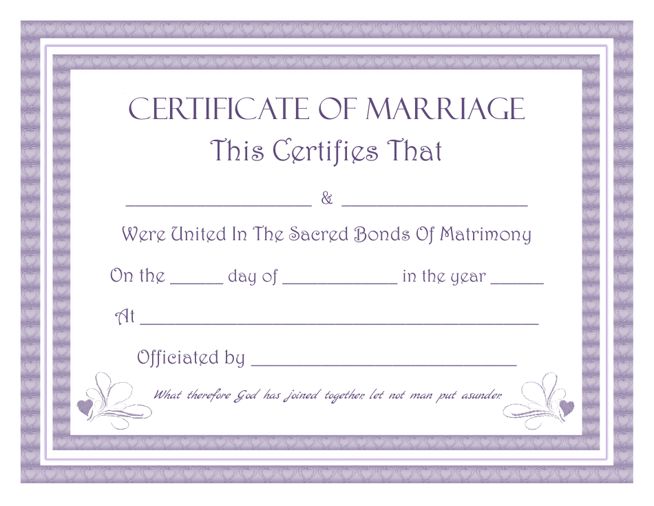 Violet Marriage Certificate Template