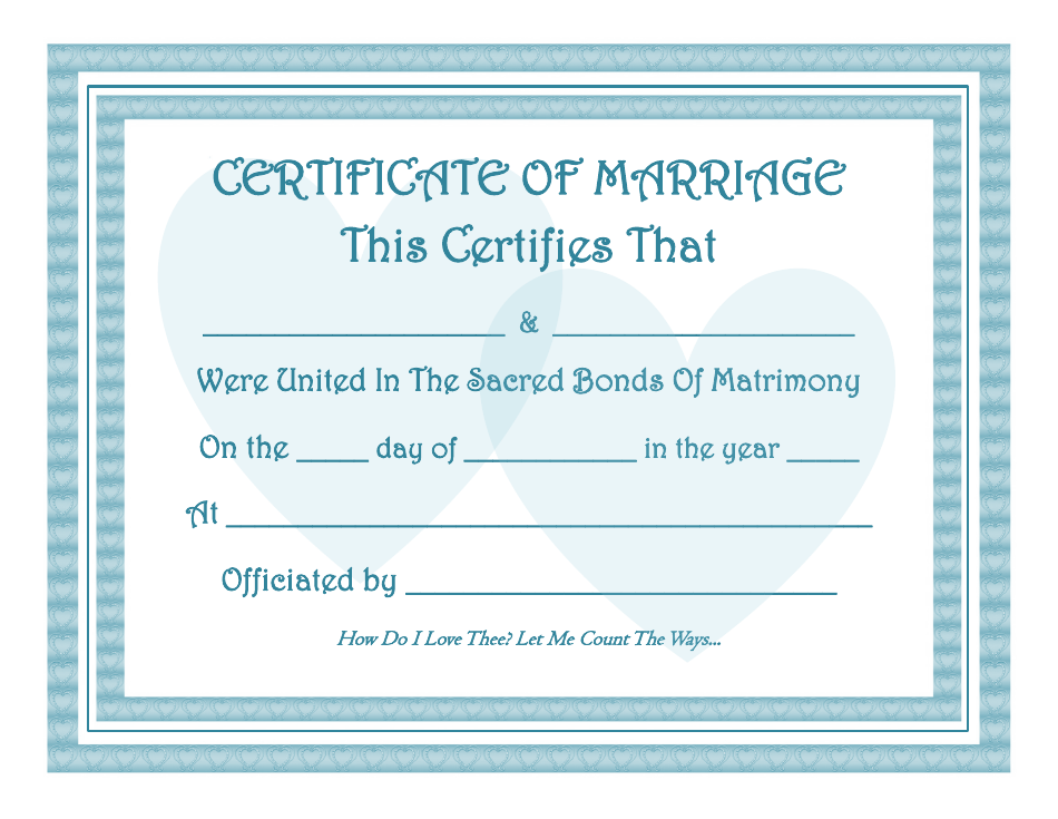Blue Marriage Certificate Template Download Printable Pdf Templateroller 5619