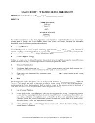 Document preview: Salon Booth/Station Lease Agreement Template - Speedy Template
