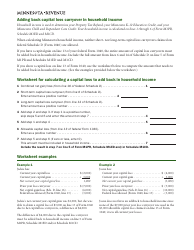 Document preview: Worksheet for Calculating a Capital Loss to Add Back in Household Income - Minnesota