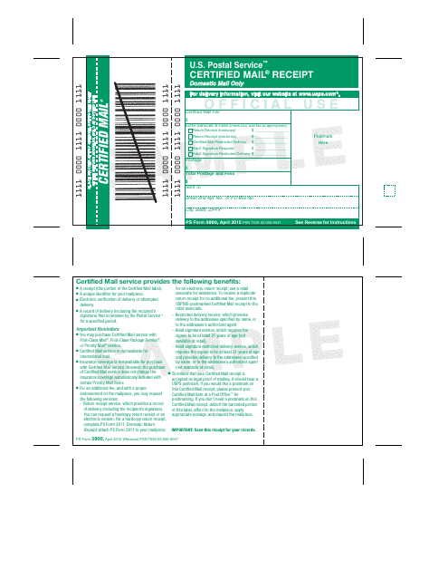 PS Form 3800 Fill Out Sign Online And Download Printable PDF 