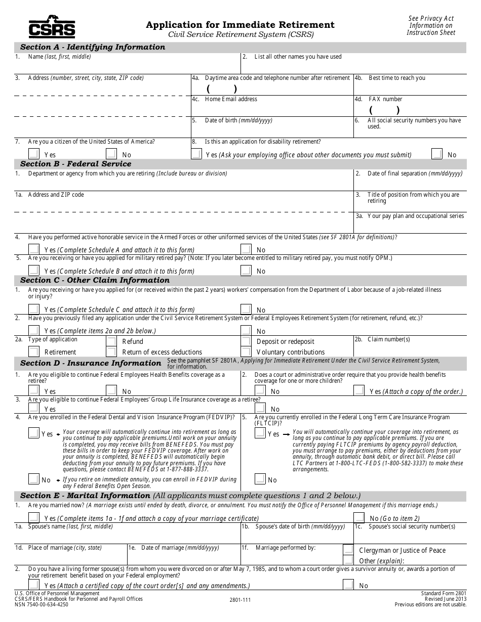 OPM Form SF-2801 Application for Immediate Retirement, Page 12