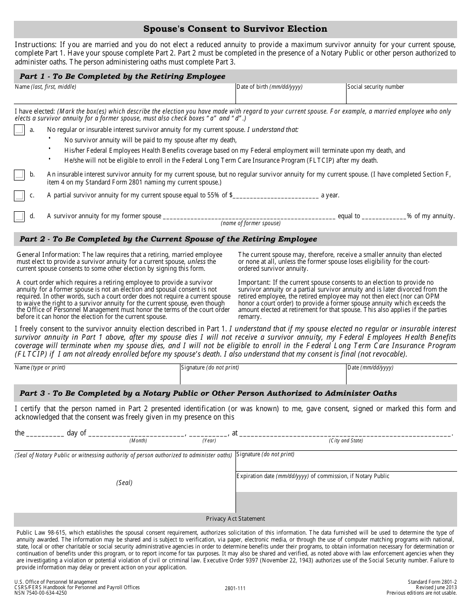 OPM Form SF-2801 - Fill Out, Sign Online and Download Fillable PDF ...